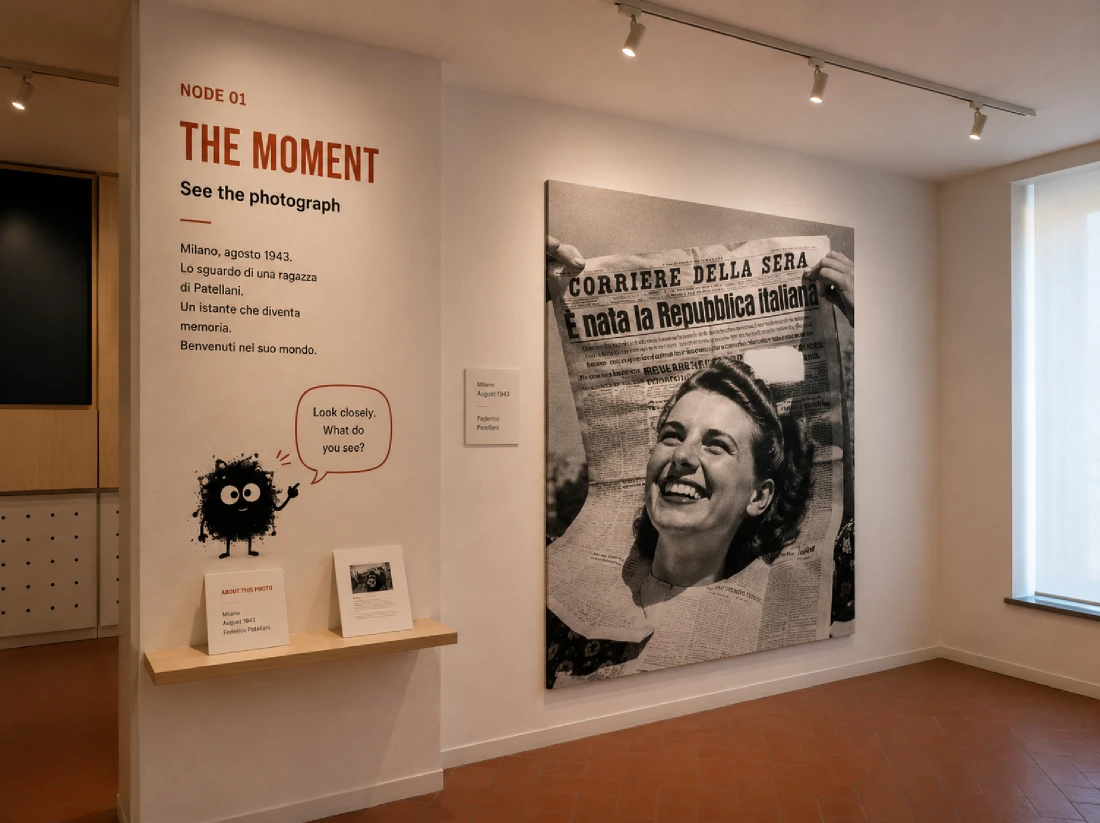 The Moment: a large photograph creates a physical entry into the exhibition