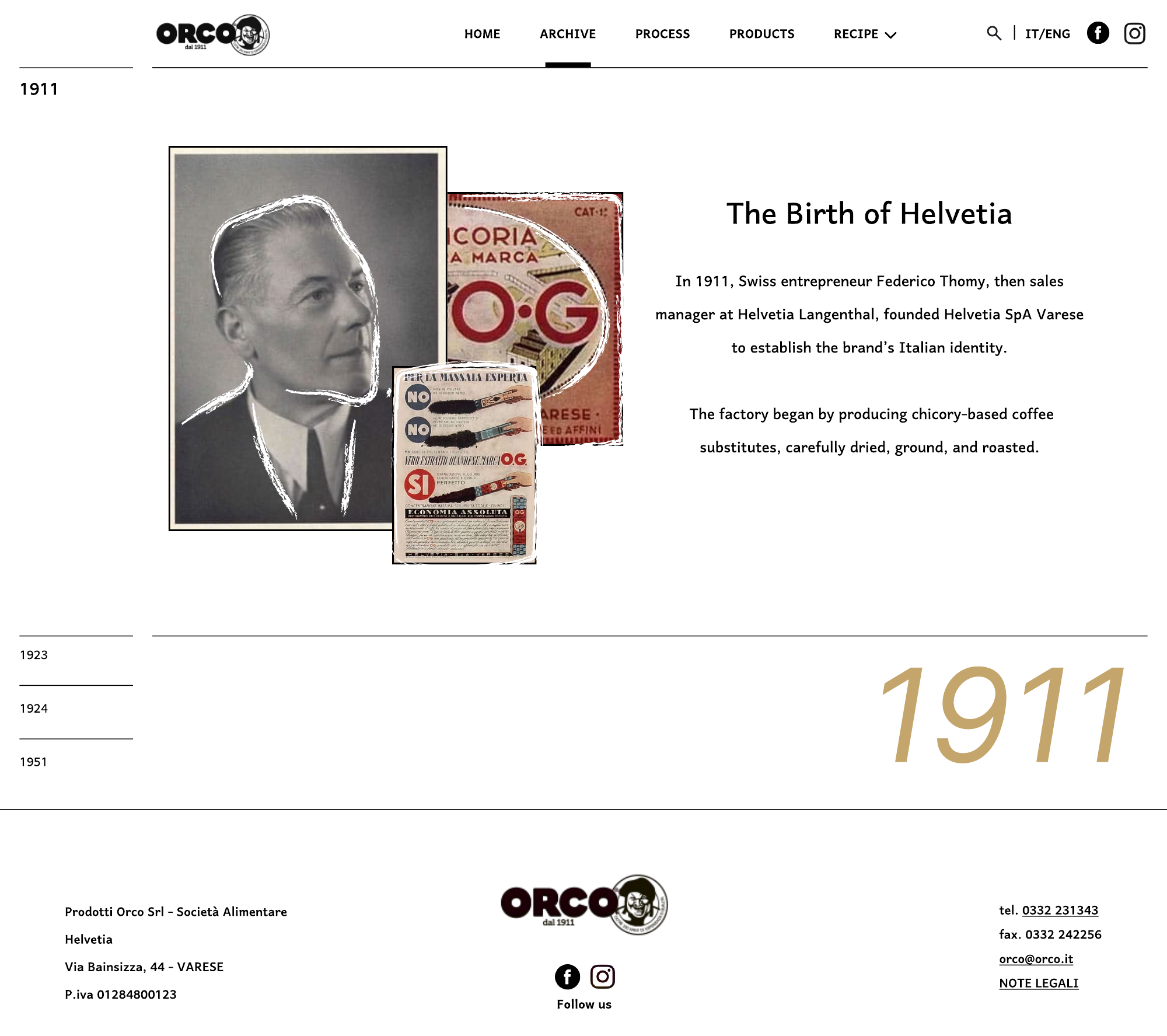 SAPO archive screen showing the 1911 company origins.